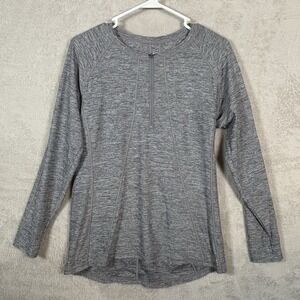 Athleta Pacifica Half Zip Rashguard Swim Top Long Sleeve UPF 50+ Size Large Gray